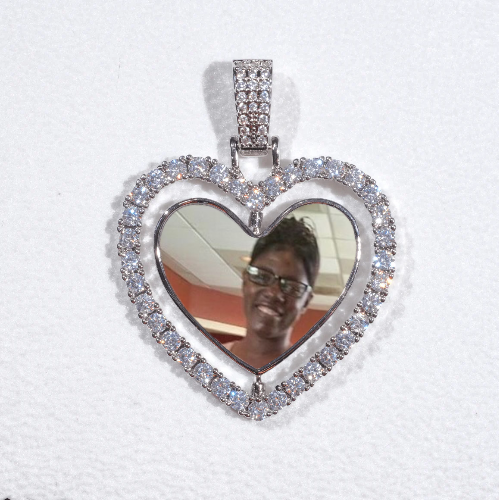 3D Spinning 2-Faced Heart Custom Picture Pendant