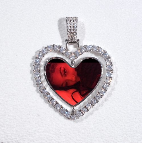 3D Spinning 2-Faced Heart Custom Picture Pendant