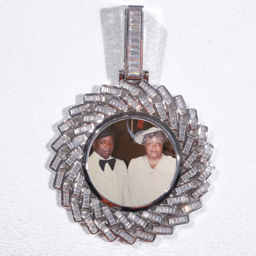 Large 3D Baguette Custom Picture Pendant