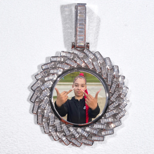 Large 3D Baguette Custom Picture Pendant