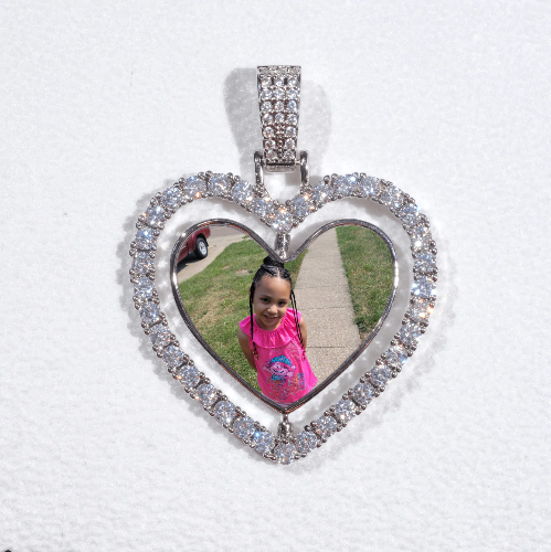 3D Spinning 2-Faced Heart Custom Picture Pendant
