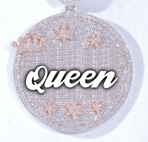 CUSTOM LETTER NECKLACE 3D BIG CROWN DISC