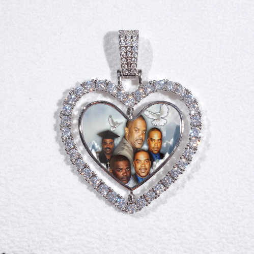 3D Spinning 2-Faced Heart Custom Picture Pendant