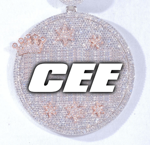 CUSTOM LETTER NECKLACE 3D BIG CROWN DISC