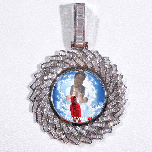 Large 3D Baguette Custom Picture Pendant
