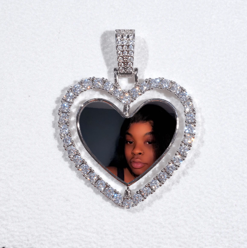 3D Spinning 2-Faced Heart Custom Picture Pendant