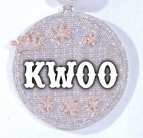 CUSTOM LETTER NECKLACE 3D BIG CROWN DISC