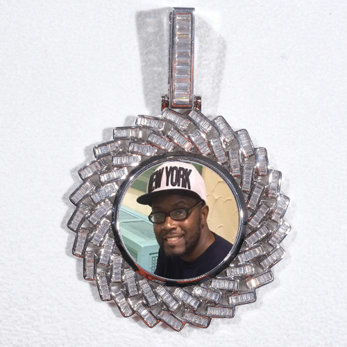 Large 3D Baguette Custom Picture Pendant