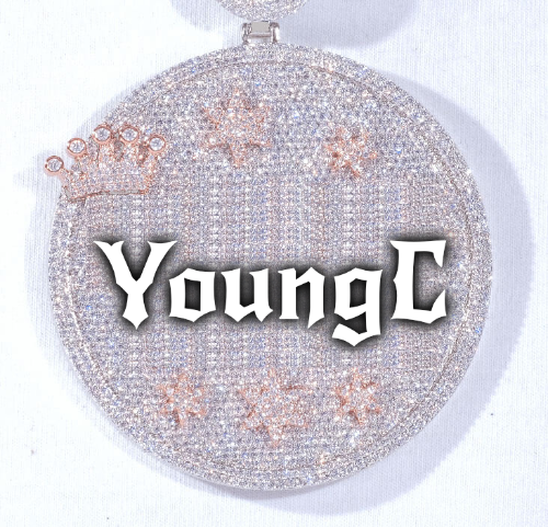 CUSTOM LETTER NECKLACE 3D BIG CROWN DISC