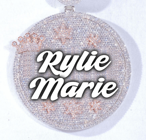 CUSTOM LETTER NECKLACE 3D BIG CROWN DISC
