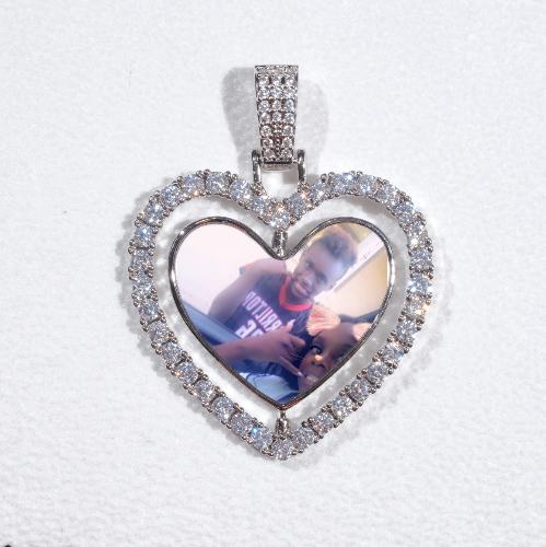 3D Spinning 2-Faced Heart Custom Picture Pendant