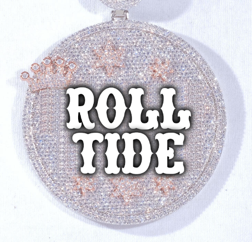 CUSTOM LETTER NECKLACE 3D BIG CROWN DISC