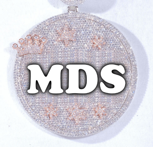 CUSTOM LETTER NECKLACE 3D BIG CROWN DISC