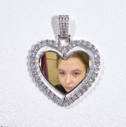 3D Spinning 2-Faced Heart Custom Picture Pendant