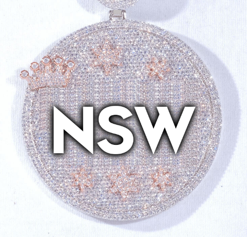 CUSTOM LETTER NECKLACE 3D BIG CROWN DISC