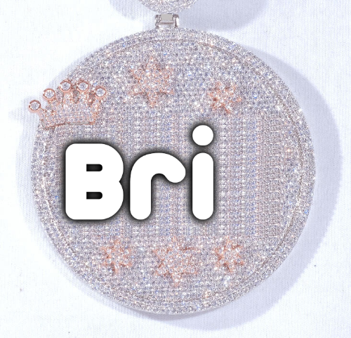 CUSTOM LETTER NECKLACE 3D BIG CROWN DISC