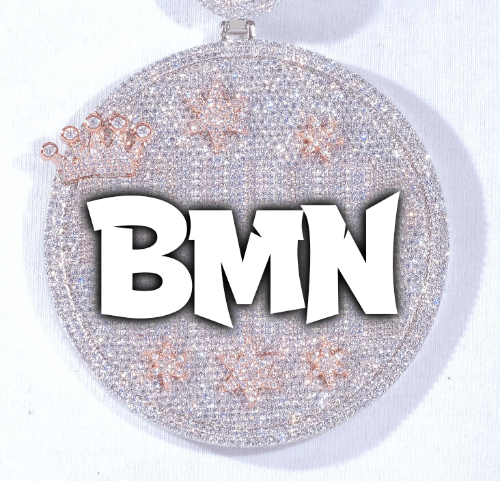 CUSTOM LETTER NECKLACE 3D BIG CROWN DISC