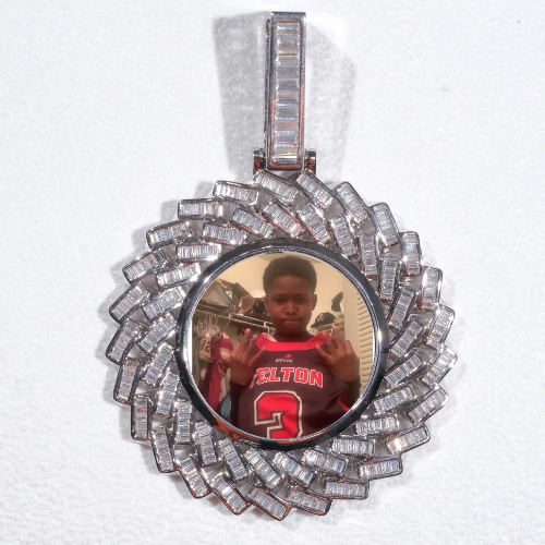 Large 3D Baguette Custom Picture Pendant