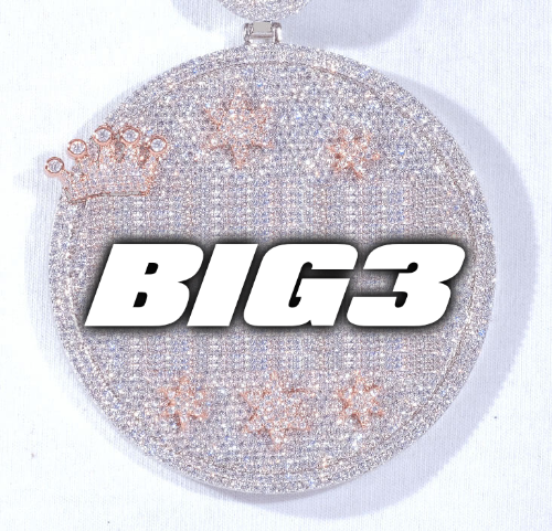 CUSTOM LETTER NECKLACE 3D BIG CROWN DISC