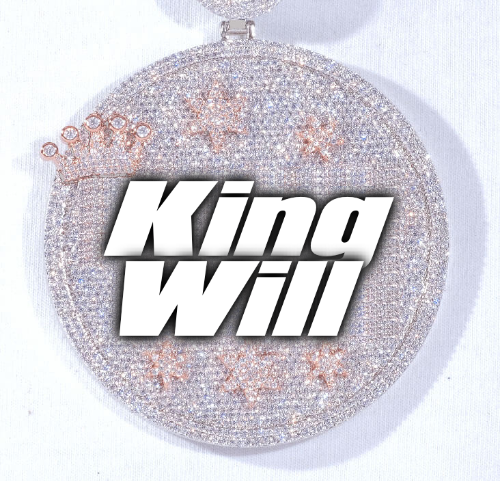 CUSTOM LETTER NECKLACE 3D BIG CROWN DISC