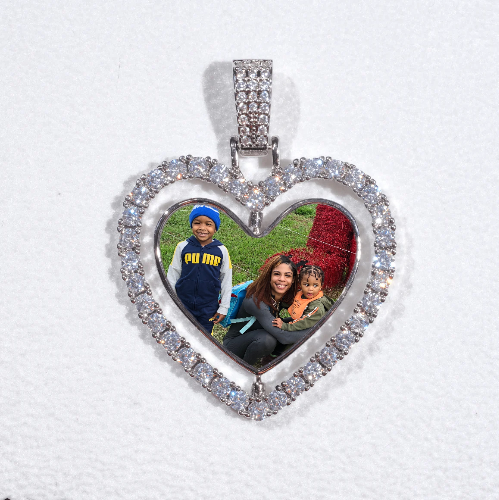 3D Spinning 2-Faced Heart Custom Picture Pendant