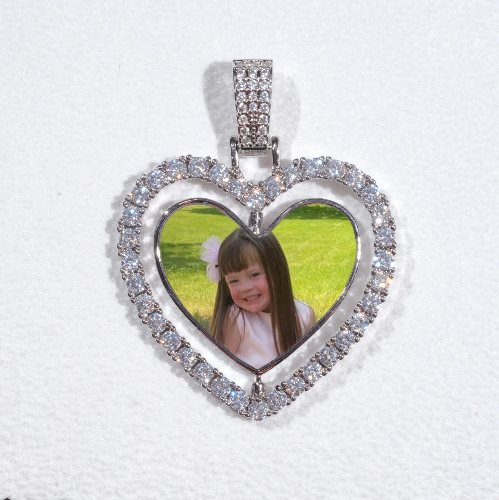 3D Spinning 2-Faced Heart Custom Picture Pendant
