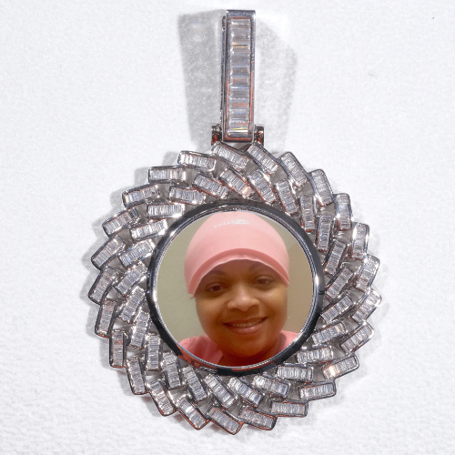 Large 3D Baguette Custom Picture Pendant