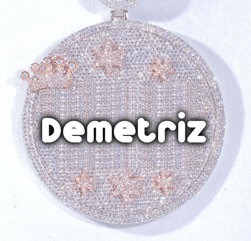 CUSTOM LETTER NECKLACE 3D BIG CROWN DISC