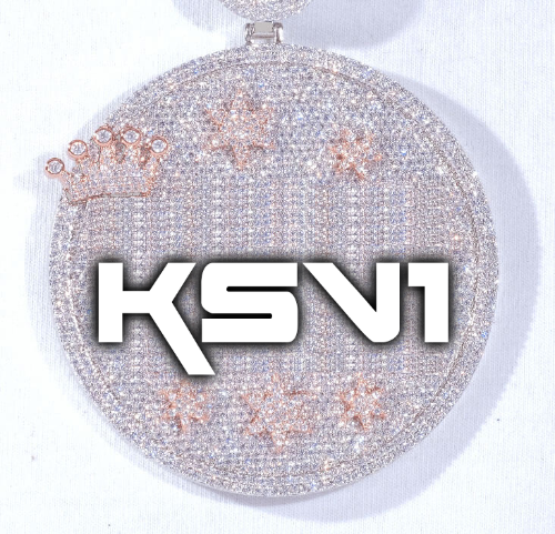 CUSTOM LETTER NECKLACE 3D BIG CROWN DISC