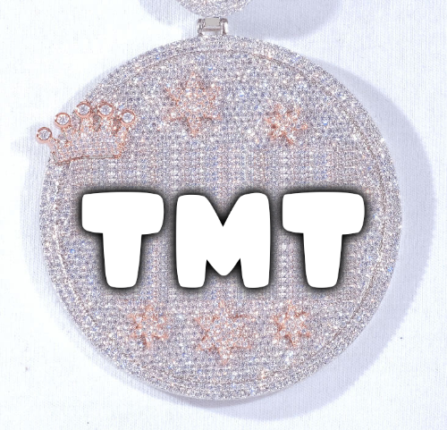 CUSTOM LETTER NECKLACE 3D BIG CROWN DISC