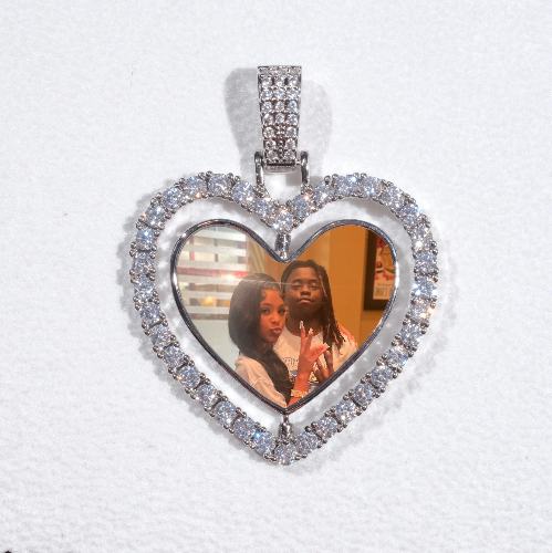 3D Spinning 2-Faced Heart Custom Picture Pendant
