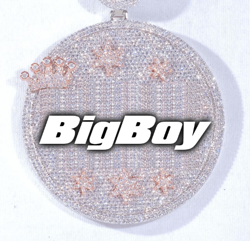 CUSTOM LETTER NECKLACE 3D BIG CROWN DISC