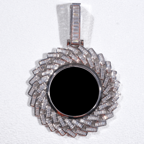 Large 3D Baguette Custom Picture Pendant