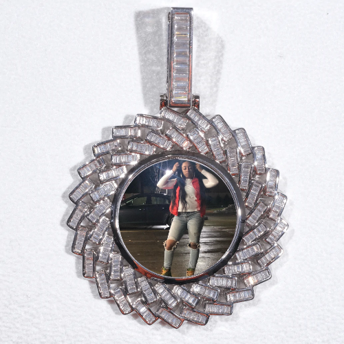 Large 3D Baguette Custom Picture Pendant