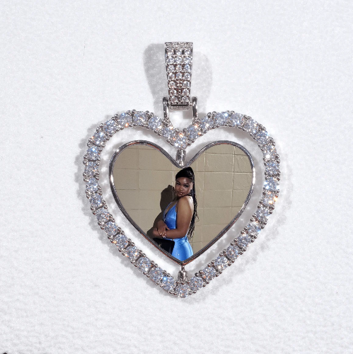 3D Spinning 2-Faced Heart Custom Picture Pendant