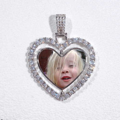 3D Spinning 2-Faced Heart Custom Picture Pendant