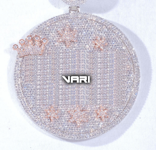 CUSTOM LETTER NECKLACE 3D BIG CROWN DISC