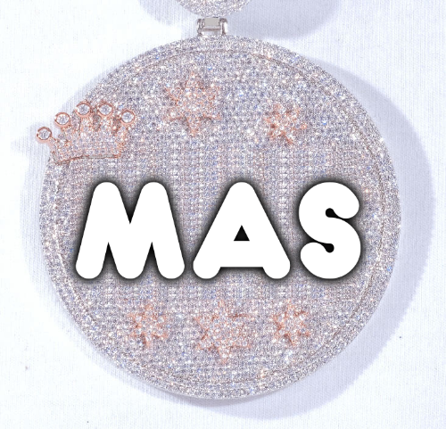 CUSTOM LETTER NECKLACE 3D BIG CROWN DISC