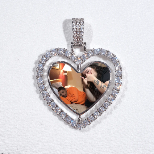 3D Spinning 2-Faced Heart Custom Picture Pendant