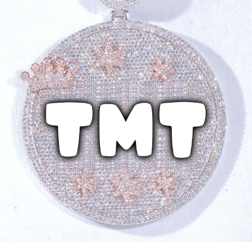 CUSTOM LETTER NECKLACE 3D BIG CROWN DISC