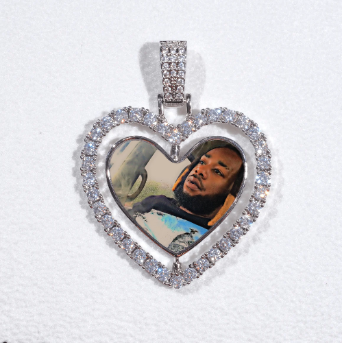 3D Spinning 2-Faced Heart Custom Picture Pendant