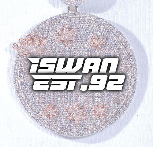 CUSTOM LETTER NECKLACE 3D BIG CROWN DISC