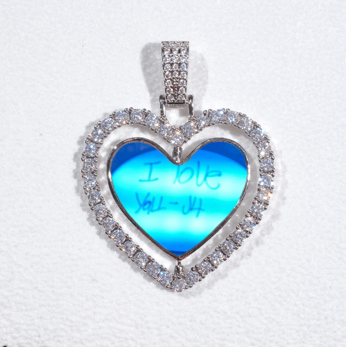 3D Spinning 2-Faced Heart Custom Picture Pendant