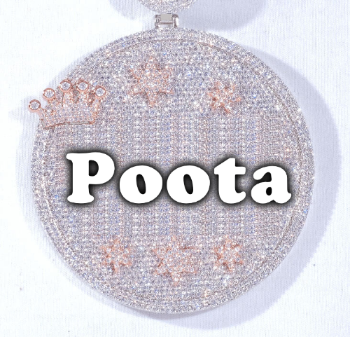 CUSTOM LETTER NECKLACE 3D BIG CROWN DISC