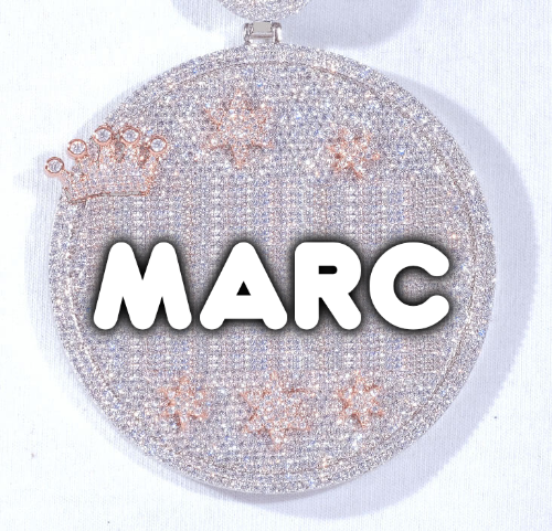 CUSTOM LETTER NECKLACE 3D BIG CROWN DISC
