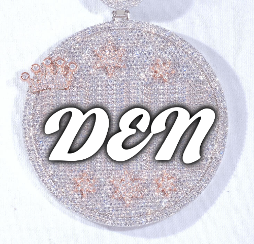 CUSTOM LETTER NECKLACE 3D BIG CROWN DISC