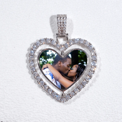 3D Spinning 2-Faced Heart Custom Picture Pendant
