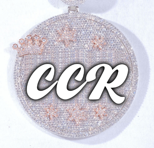 CUSTOM LETTER NECKLACE 3D BIG CROWN DISC