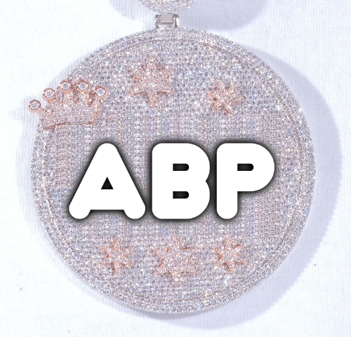 CUSTOM LETTER NECKLACE 3D BIG CROWN DISC