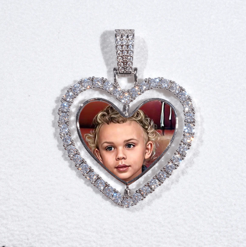 3D Spinning 2-Faced Heart Custom Picture Pendant